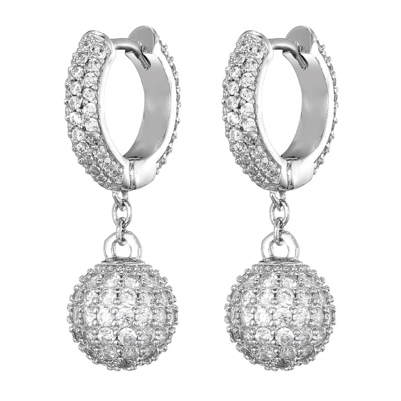 1 Pair Elegant Sweet Ball Plating Inlay Copper Zircon Drop Earrings display picture 6