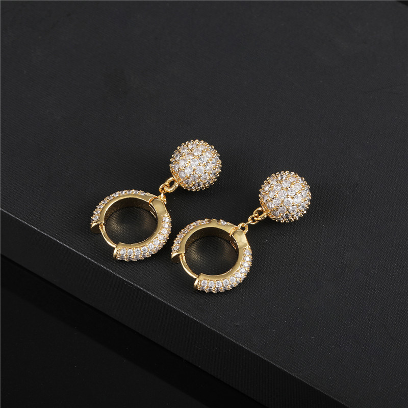 1 Pair Elegant Sweet Ball Plating Inlay Copper Zircon Drop Earrings display picture 3