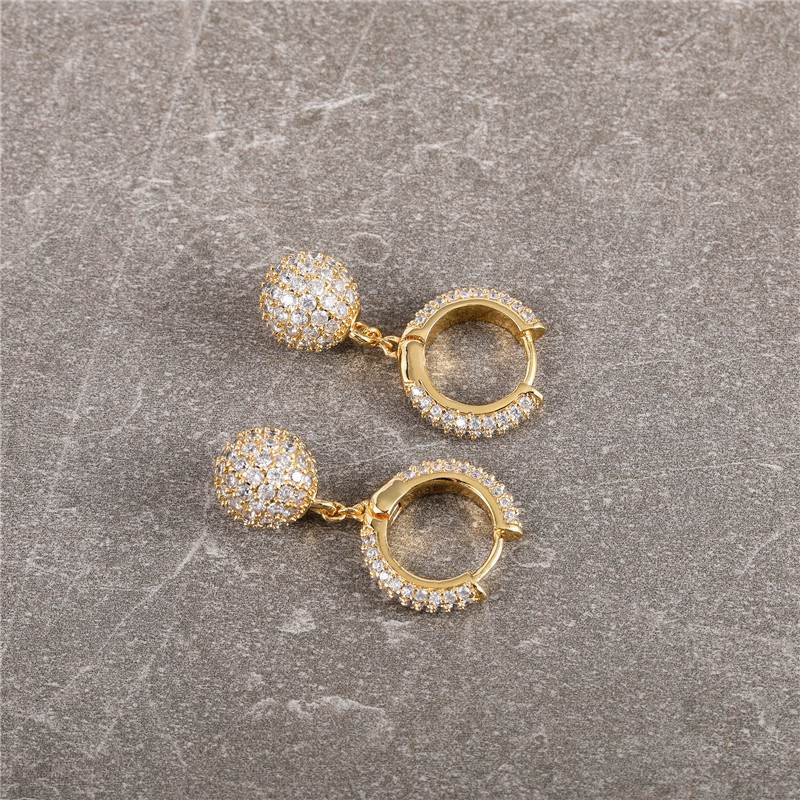 1 Pair Elegant Sweet Ball Plating Inlay Copper Zircon Drop Earrings display picture 9