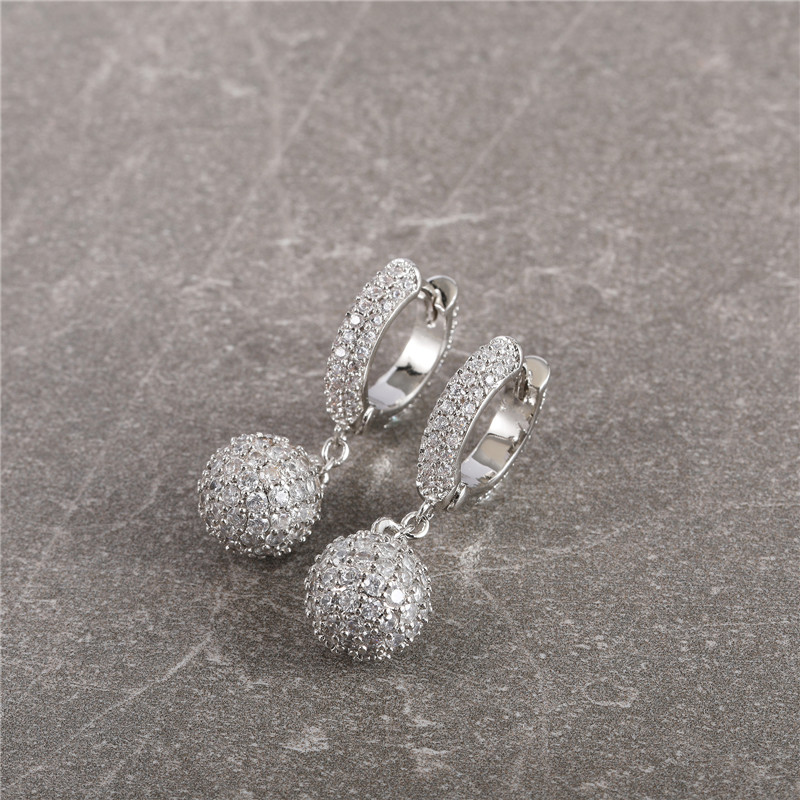 1 Pair Elegant Sweet Ball Plating Inlay Copper Zircon Drop Earrings display picture 4