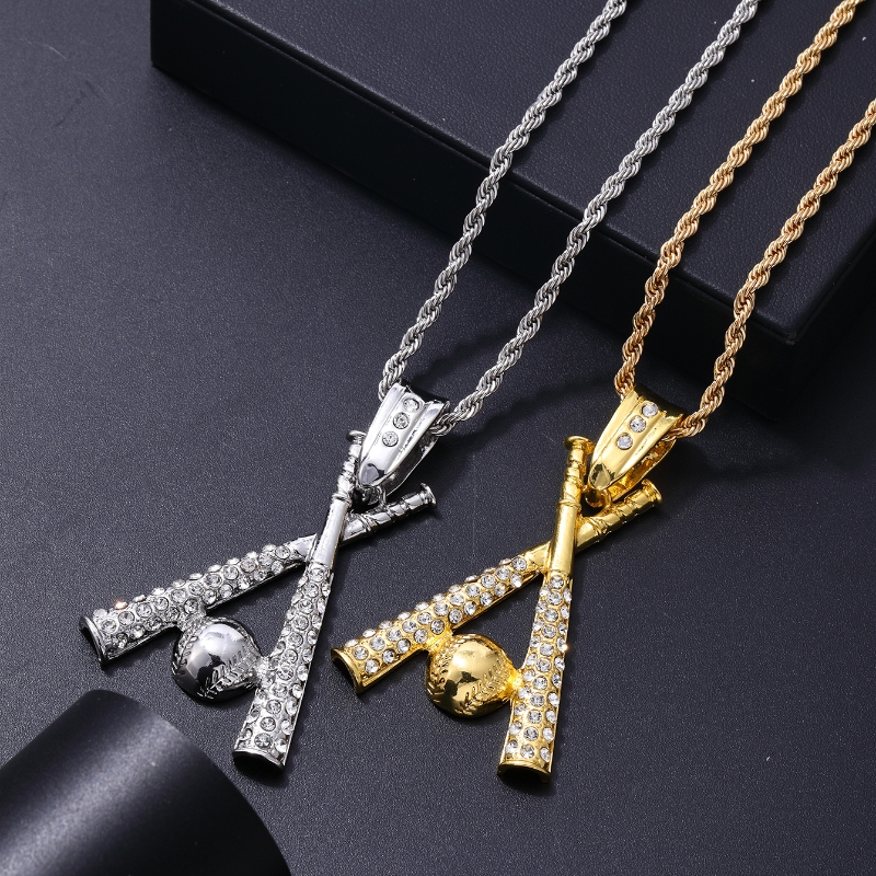 Hip Hop Baseball Acier Inoxydable Alliage Placage Tridimensionnel Incruster Strass Unisexe Pendentif display picture 6