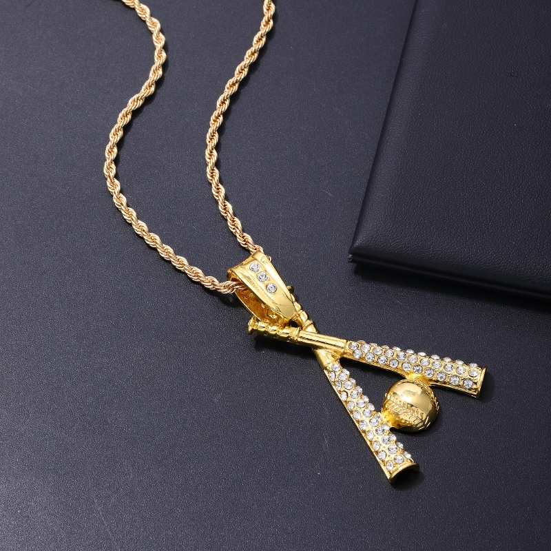 Hip-Hop Baseball Stainless Steel Alloy Plating Three-dimensional Inlay Rhinestones Unisex Pendant Necklace display picture 5