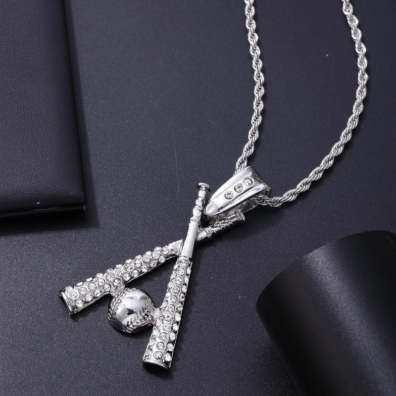 Hip Hop Baseball Acier Inoxydable Alliage Placage Tridimensionnel Incruster Strass Unisexe Pendentif display picture 9