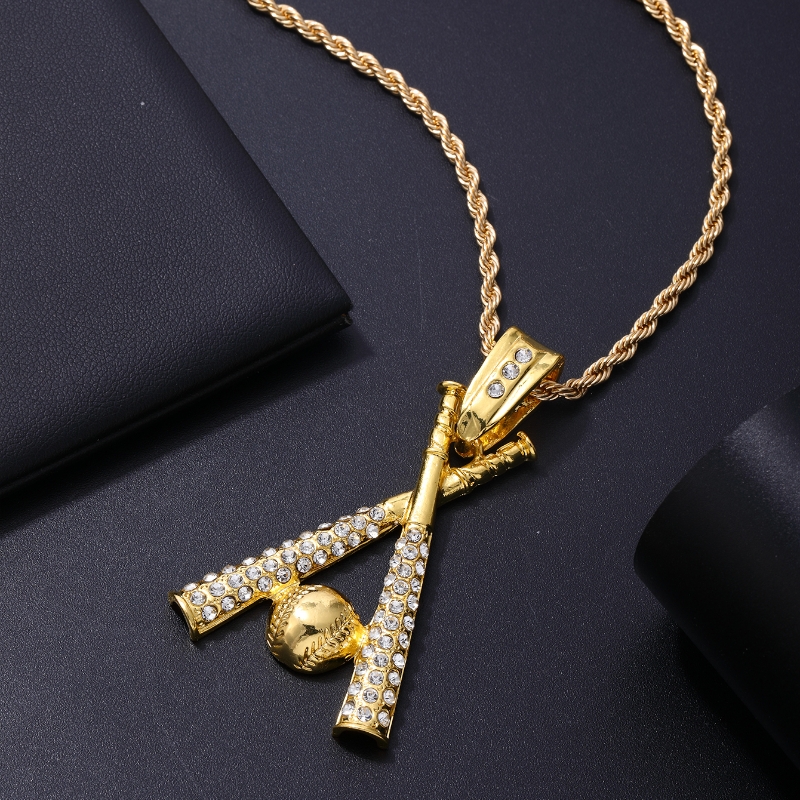 Hip-Hop Baseball Stainless Steel Alloy Plating Three-dimensional Inlay Rhinestones Unisex Pendant Necklace display picture 10