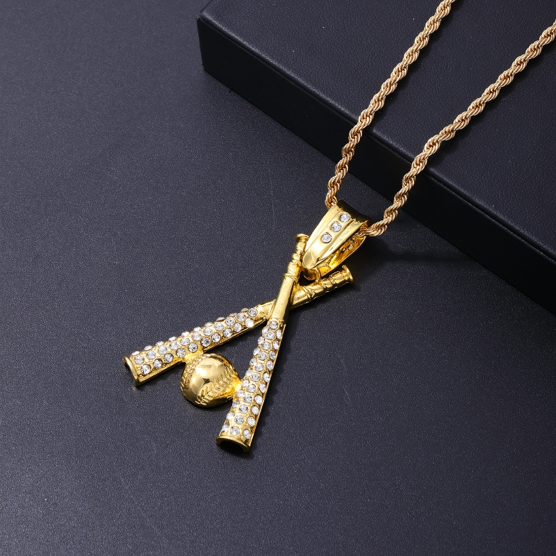 Hip Hop Baseball Acier Inoxydable Alliage Placage Tridimensionnel Incruster Strass Unisexe Pendentif display picture 11
