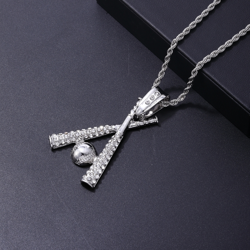 Hip Hop Baseball Acier Inoxydable Alliage Placage Tridimensionnel Incruster Strass Unisexe Pendentif display picture 12