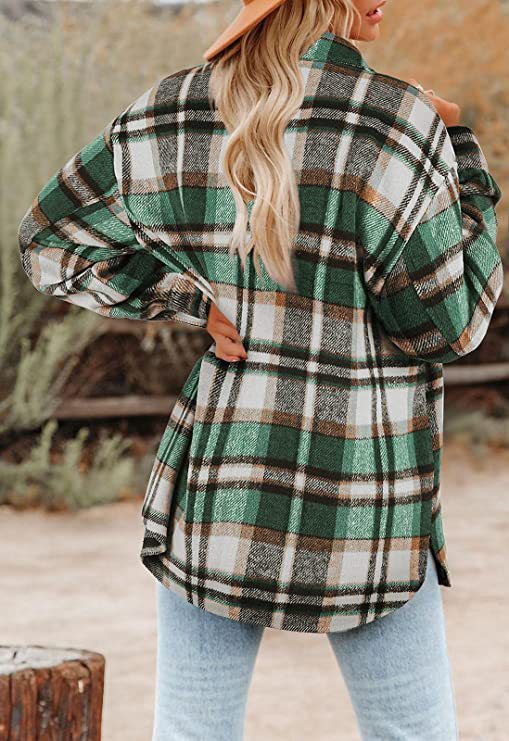 Women's Casual Plaid Single Breasted Coat Woolen Coat display picture 21