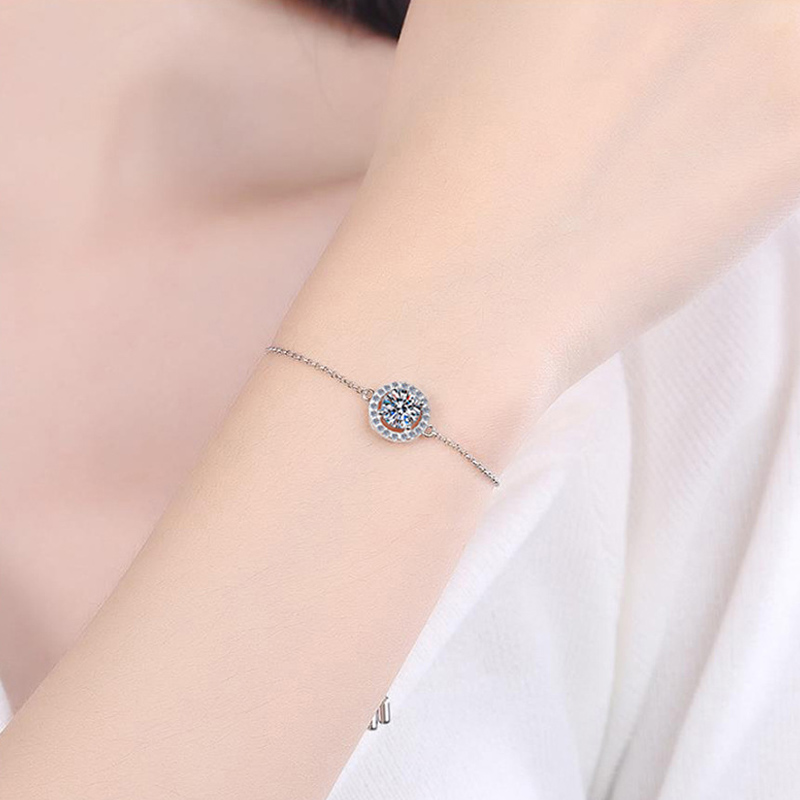 Elegant Luxurious Round Sterling Silver Plating Inlay Zircon 18k Gold Plated Bracelets display picture 4