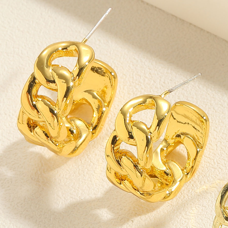 1 Pair Simple Style Irregular Solid Color Plating Copper 14k Gold Plated White Gold Plated Ear Studs display picture 3