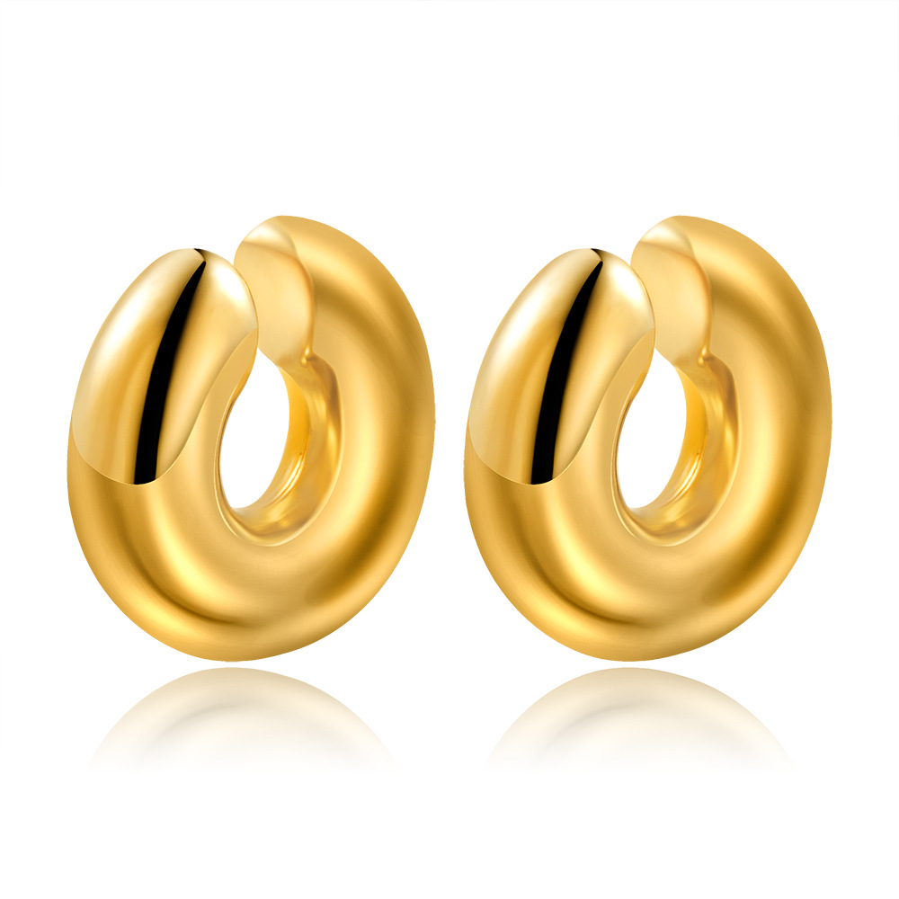 1 Paar Retro Einfarbig Überzug Rostfreier Stahl Vergoldet Ohrringe display picture 5