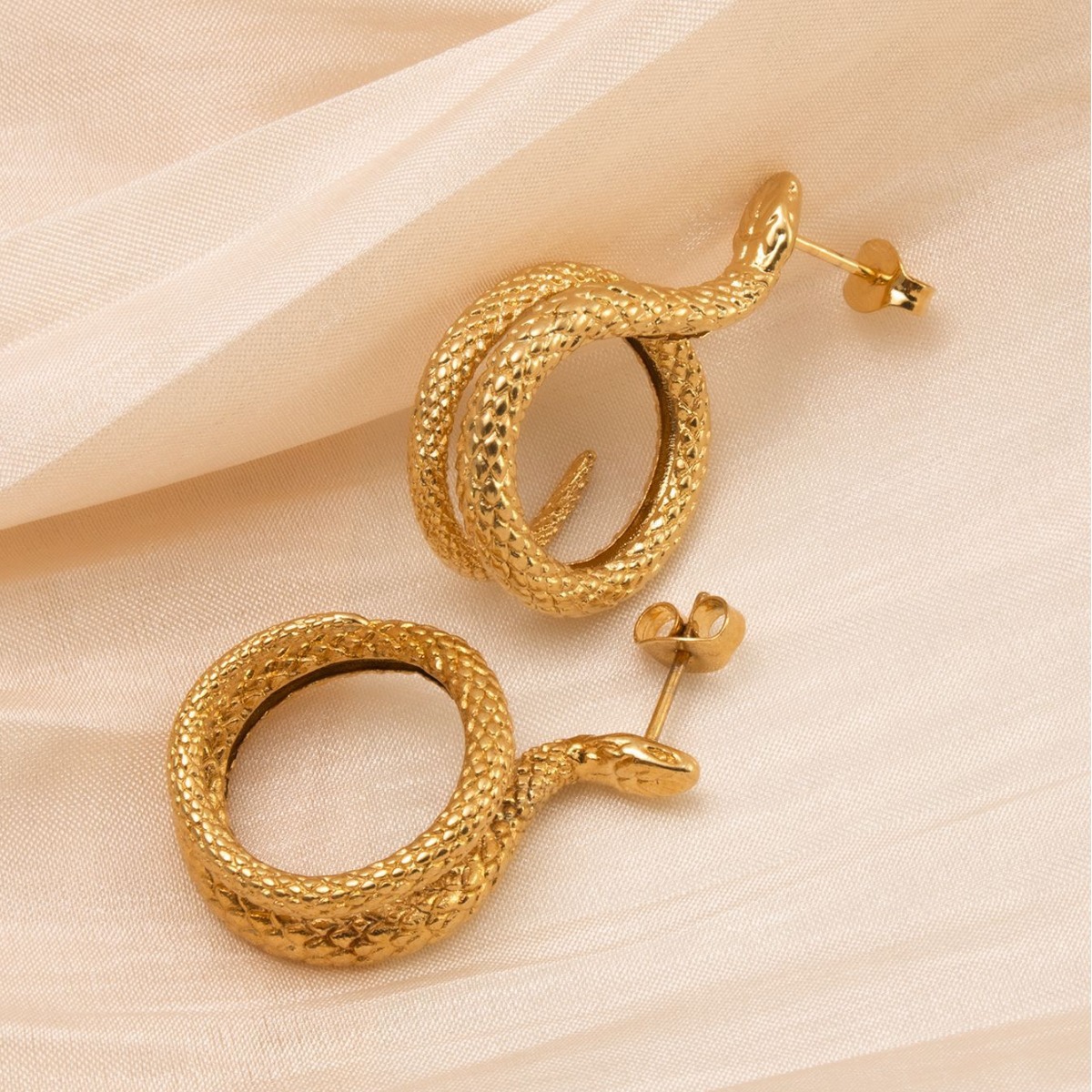 1 Pair Cute Simple Style Snake Plating Stainless Steel Ear Studs display picture 1