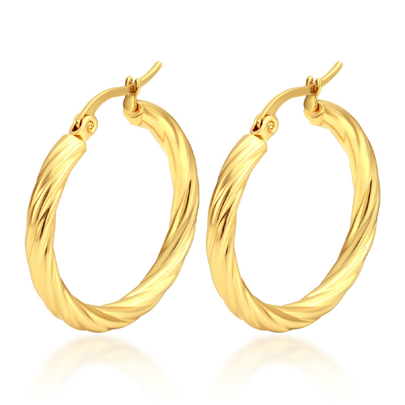 1 Set Simple Style Commute Solid Color Plating Stainless Steel Gold Plated Earrings display picture 1