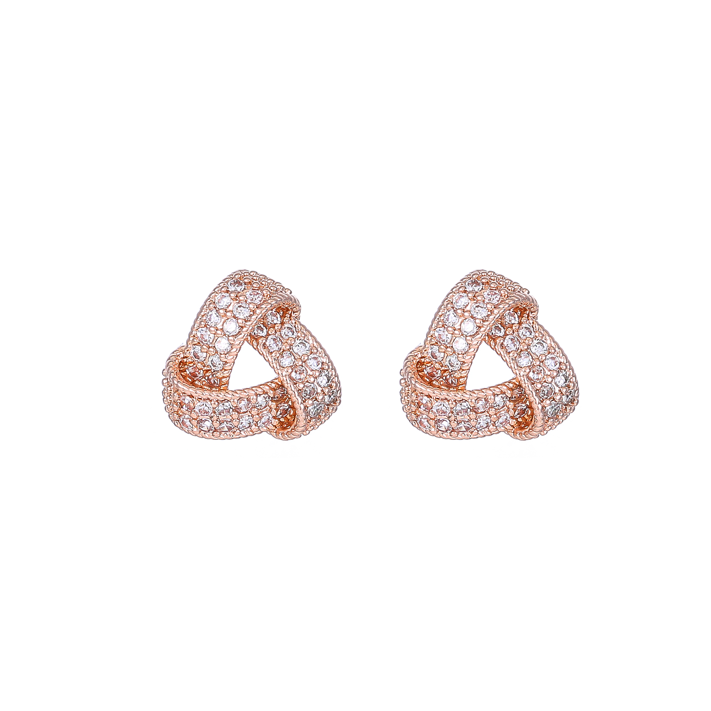 1 Pair Elegant Sweet Twist Plating Inlay Copper Zircon Gold Plated Ear Studs display picture 1