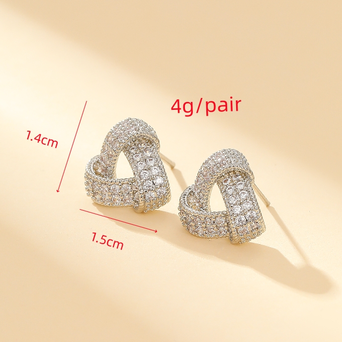 1 Pair Elegant Sweet Twist Plating Inlay Copper Zircon Gold Plated Ear Studs display picture 4