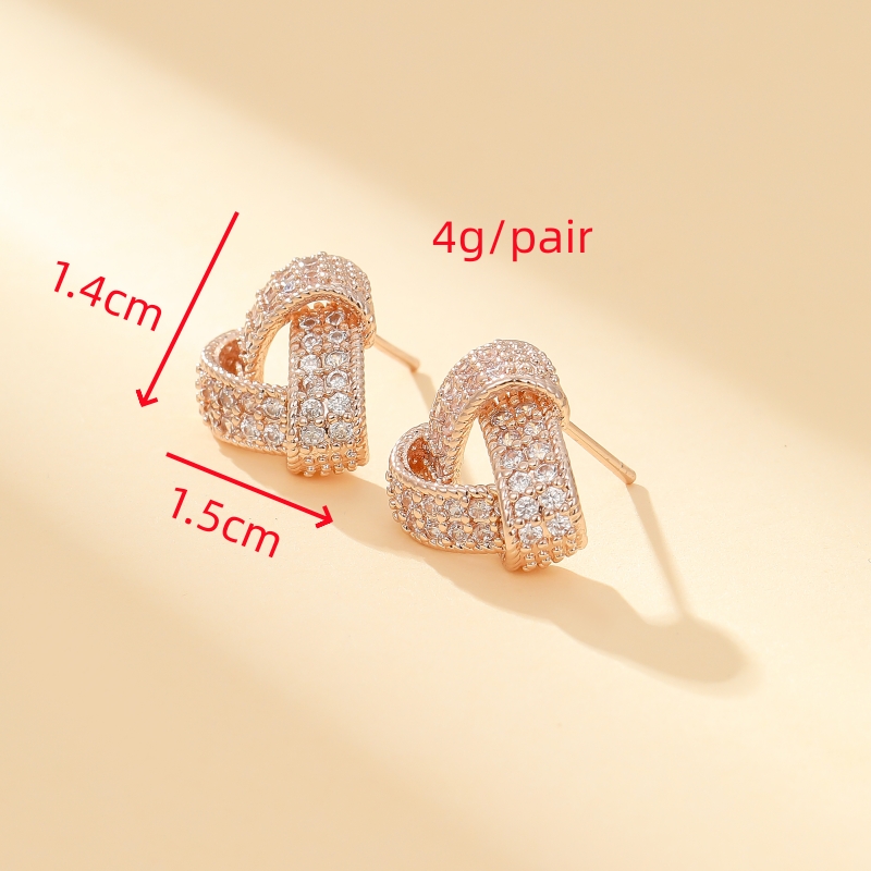 1 Pair Elegant Sweet Twist Plating Inlay Copper Zircon Gold Plated Ear Studs display picture 3
