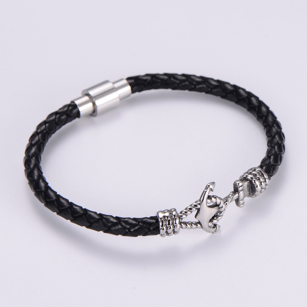 Hawaiano Tropical Ancla Cuero Tejido De Punto Hombres Pulsera display picture 2