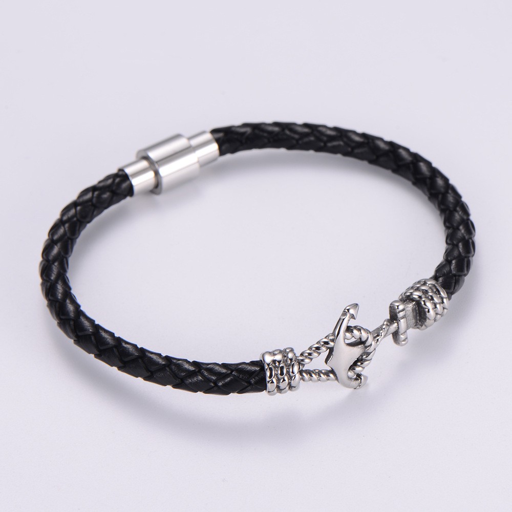 Hawaiian Tropical Anchor Leather Knitting Men's Wristband display picture 2