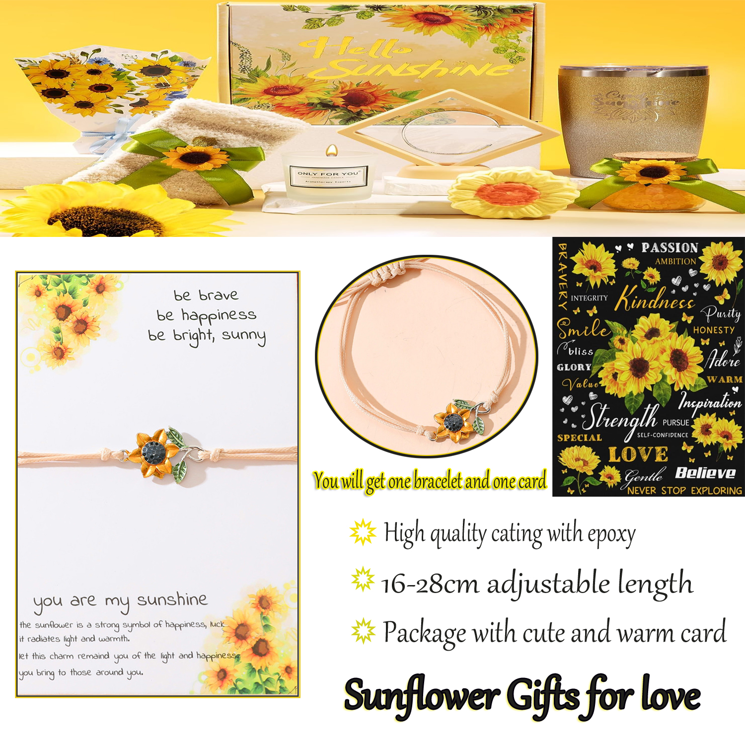 Sweet Sunflower Plant Bee Ccb Pu Leather Alloy Enamel Plating Inlay Rhinestones Gold Plated Rhodium Plated Unisex Drawstring Bracelets display picture 10