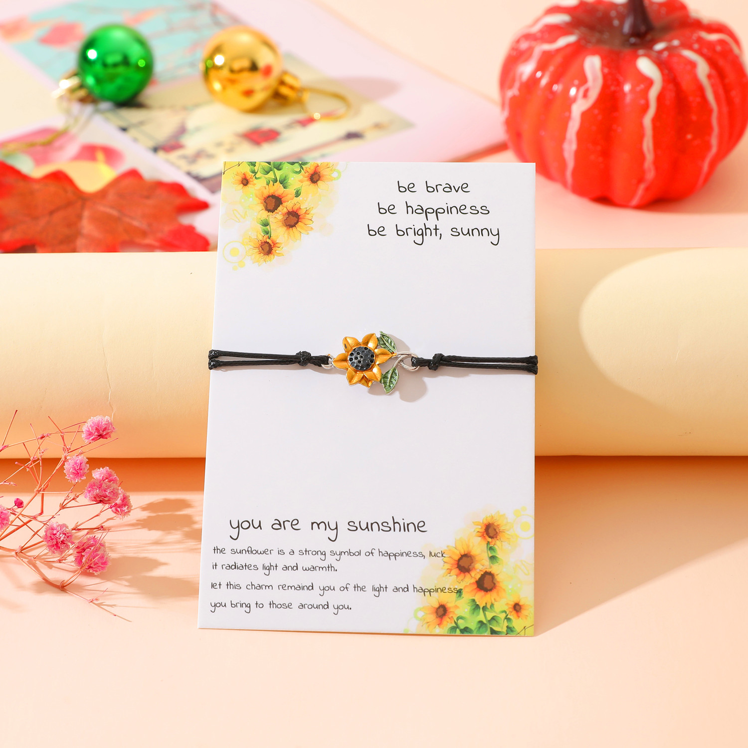 Sweet Sunflower Plant Bee Ccb Pu Leather Alloy Enamel Plating Inlay Rhinestones Gold Plated Rhodium Plated Unisex Drawstring Bracelets display picture 16