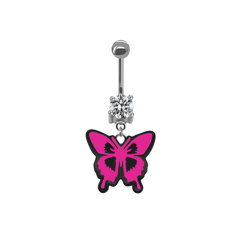 Japanese Style Punk Artistic Spider Butterfly Stainless Steel Alloy Copper Epoxy Plating Inlay Rhinestones White Gold Plated Gold Plated Belly Ring display picture 2
