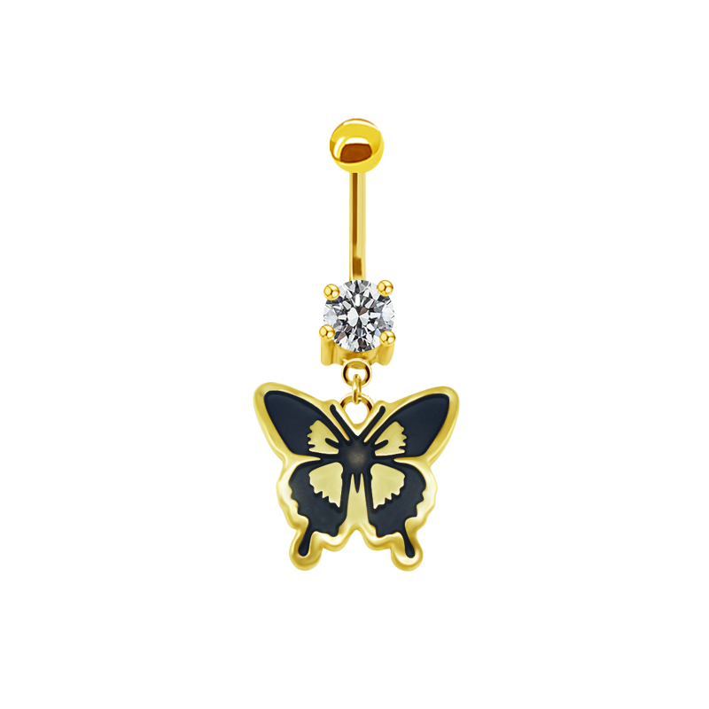 Japanese Style Punk Artistic Spider Butterfly Stainless Steel Alloy Copper Epoxy Plating Inlay Rhinestones White Gold Plated Gold Plated Belly Ring display picture 5
