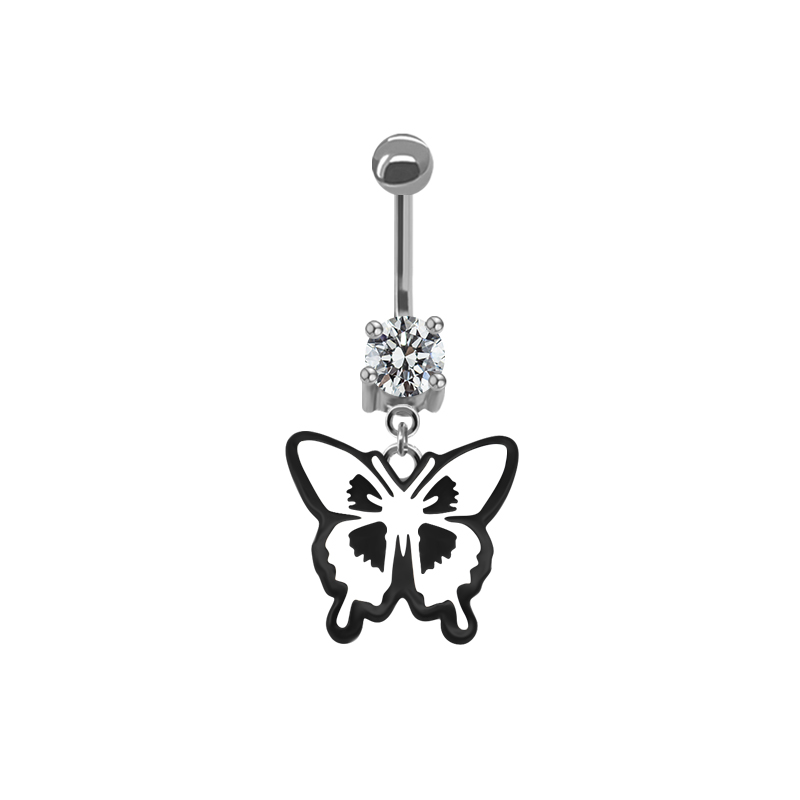 Japanese Style Punk Artistic Spider Butterfly Stainless Steel Alloy Copper Epoxy Plating Inlay Rhinestones White Gold Plated Gold Plated Belly Ring display picture 1