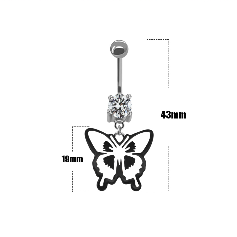 Japanese Style Punk Artistic Spider Butterfly Stainless Steel Alloy Copper Epoxy Plating Inlay Rhinestones White Gold Plated Gold Plated Belly Ring display picture 12