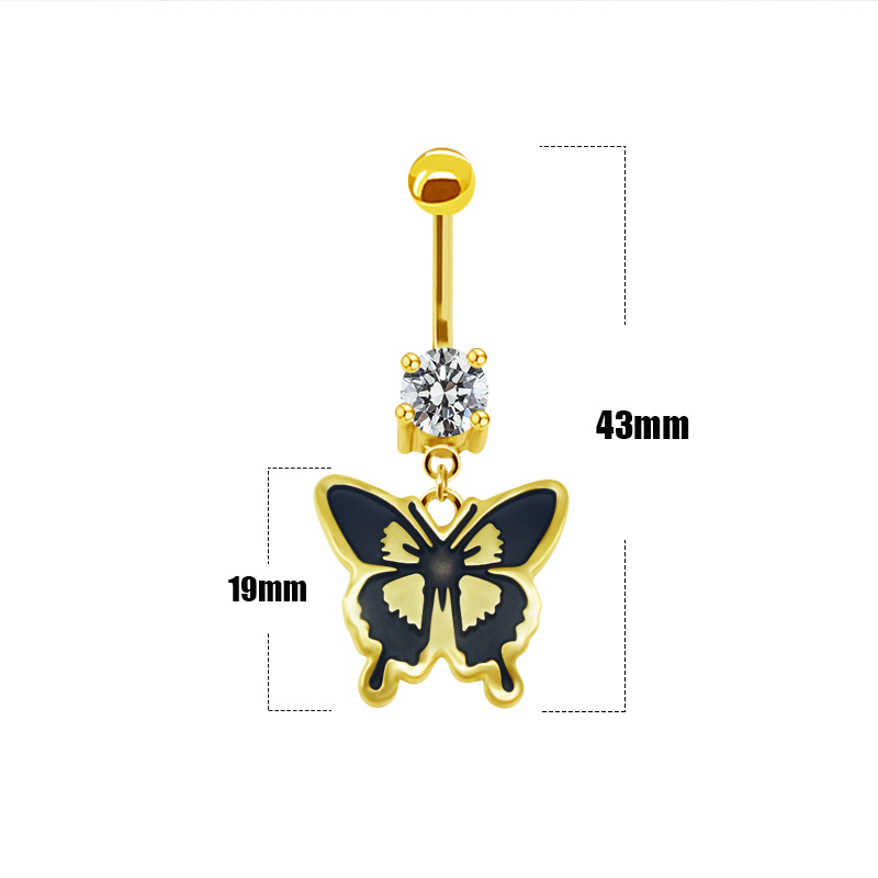 Japanese Style Punk Artistic Spider Butterfly Stainless Steel Alloy Copper Epoxy Plating Inlay Rhinestones White Gold Plated Gold Plated Belly Ring display picture 15