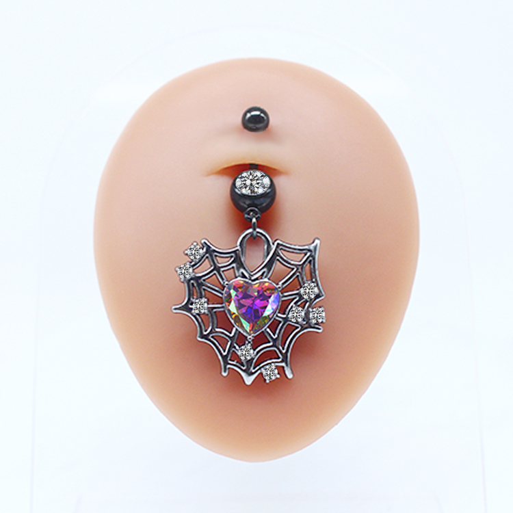 Japanese Style Punk Artistic Spider Butterfly Stainless Steel Alloy Copper Epoxy Plating Inlay Rhinestones White Gold Plated Gold Plated Belly Ring display picture 18