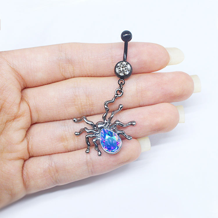 Japanese Style Punk Artistic Spider Butterfly Stainless Steel Alloy Copper Epoxy Plating Inlay Rhinestones White Gold Plated Gold Plated Belly Ring display picture 19