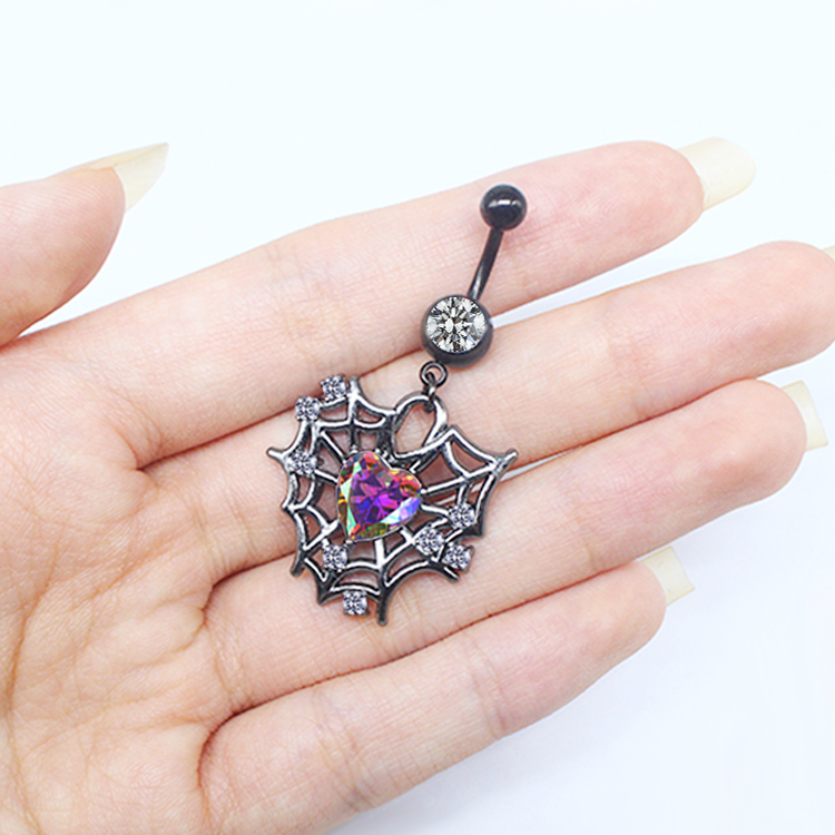 Japanese Style Punk Artistic Spider Butterfly Stainless Steel Alloy Copper Epoxy Plating Inlay Rhinestones White Gold Plated Gold Plated Belly Ring display picture 22