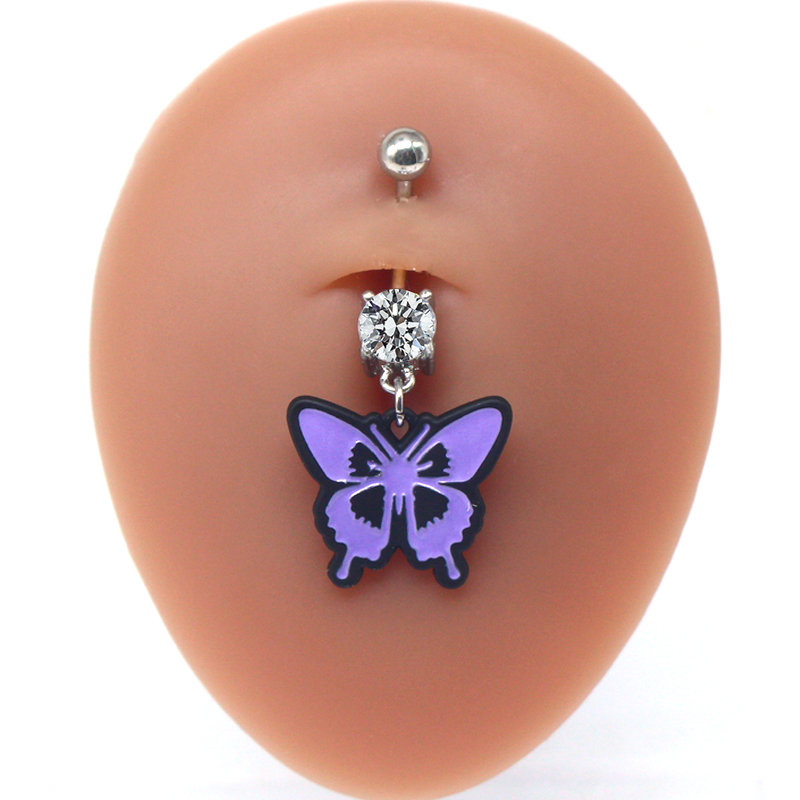 Japanese Style Punk Artistic Spider Butterfly Stainless Steel Alloy Copper Epoxy Plating Inlay Rhinestones White Gold Plated Gold Plated Belly Ring display picture 26