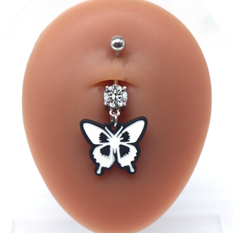 Japanese Style Punk Artistic Spider Butterfly Stainless Steel Alloy Copper Epoxy Plating Inlay Rhinestones White Gold Plated Gold Plated Belly Ring display picture 24