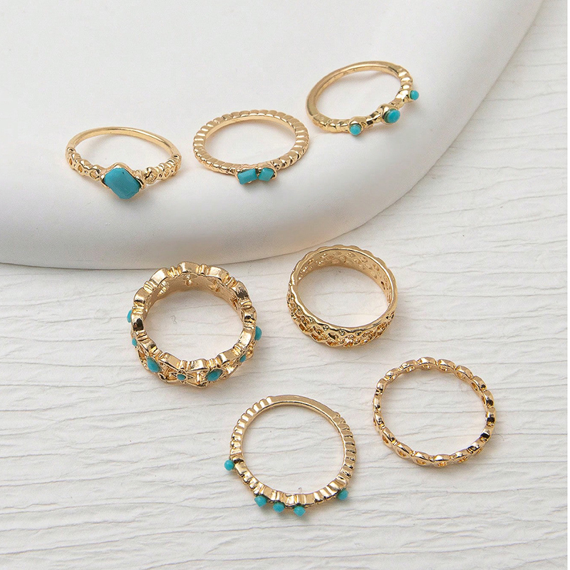 Ig Style Elegant Geometric Alloy Stone Plating Inlay Artificial Gemstones Gold Plated Women's Rings display picture 5