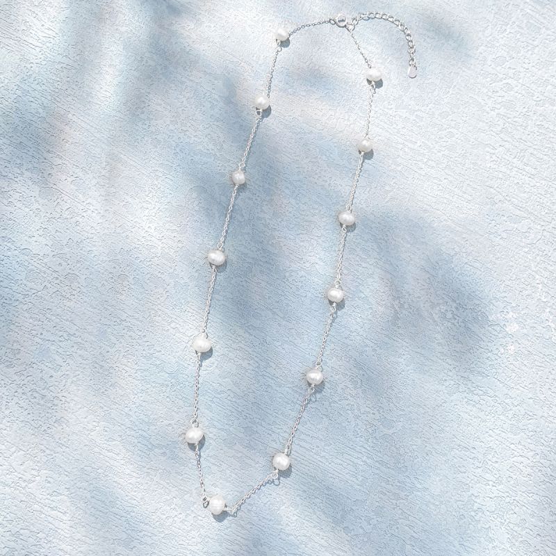 Élégant Perle Argent Sterling Placage Perles Artificielles Plaqué Or Collier Ras De Cou display picture 3