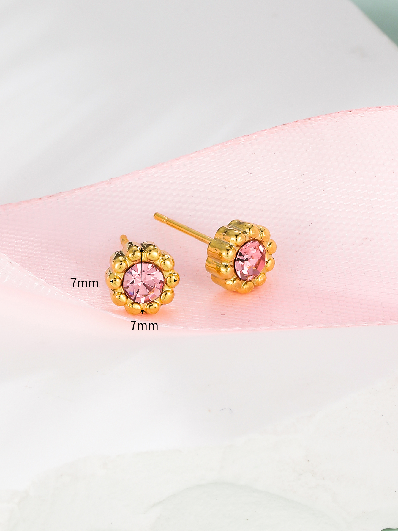 1 Pair Elegant Lady Geometric Plating Inlay 304 Stainless Steel Zircon 18K Gold Plated Ear Studs display picture 7
