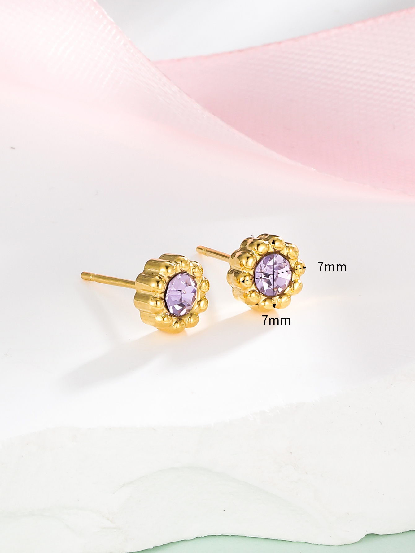 1 Pair Elegant Lady Geometric Plating Inlay 304 Stainless Steel Zircon 18K Gold Plated Ear Studs display picture 5