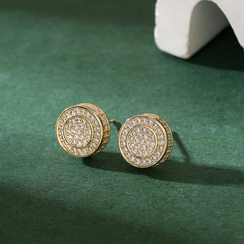 1 Pair Simple Style Round Plating Inlay Alloy Zircon Gold Plated Ear Studs display picture 1