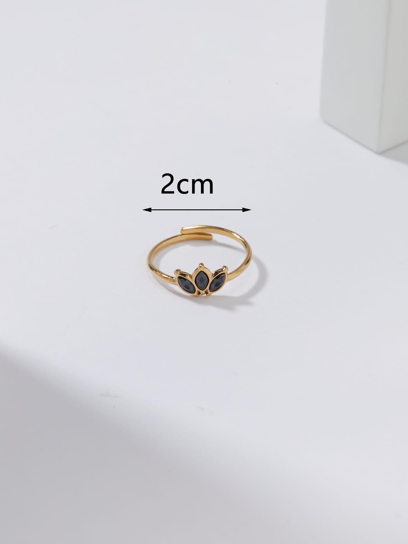 304 Stainless Steel 14K Gold Plated Simple Style Classic Style Plating Inlay Geometric Obsidian Adjustable Ring display picture 3