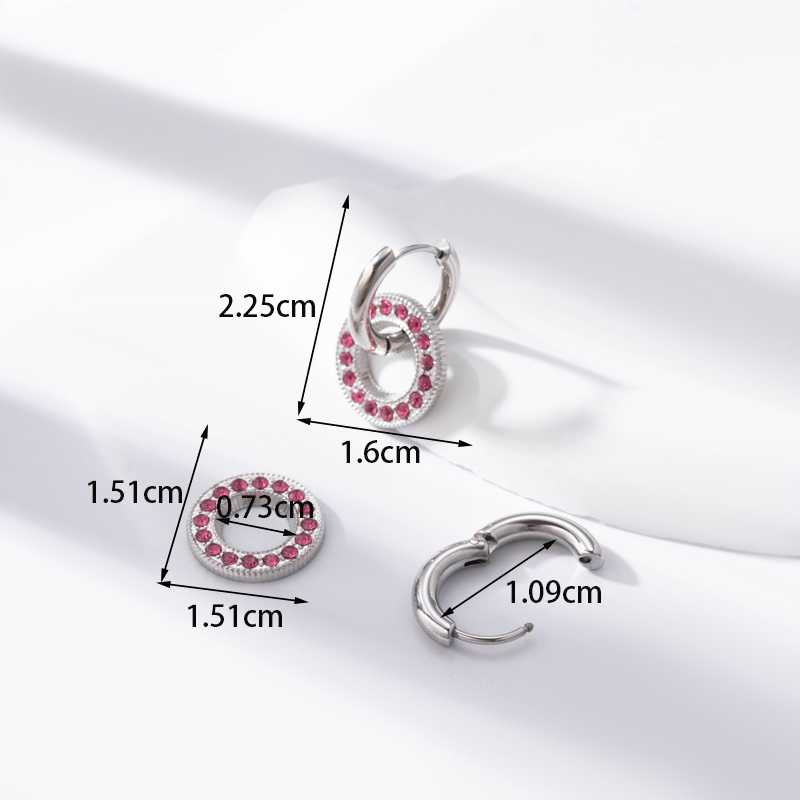 1 Pair Simple Style Round Flower Plating Inlay Stainless Steel Zircon 18k Gold Plated Earrings display picture 1