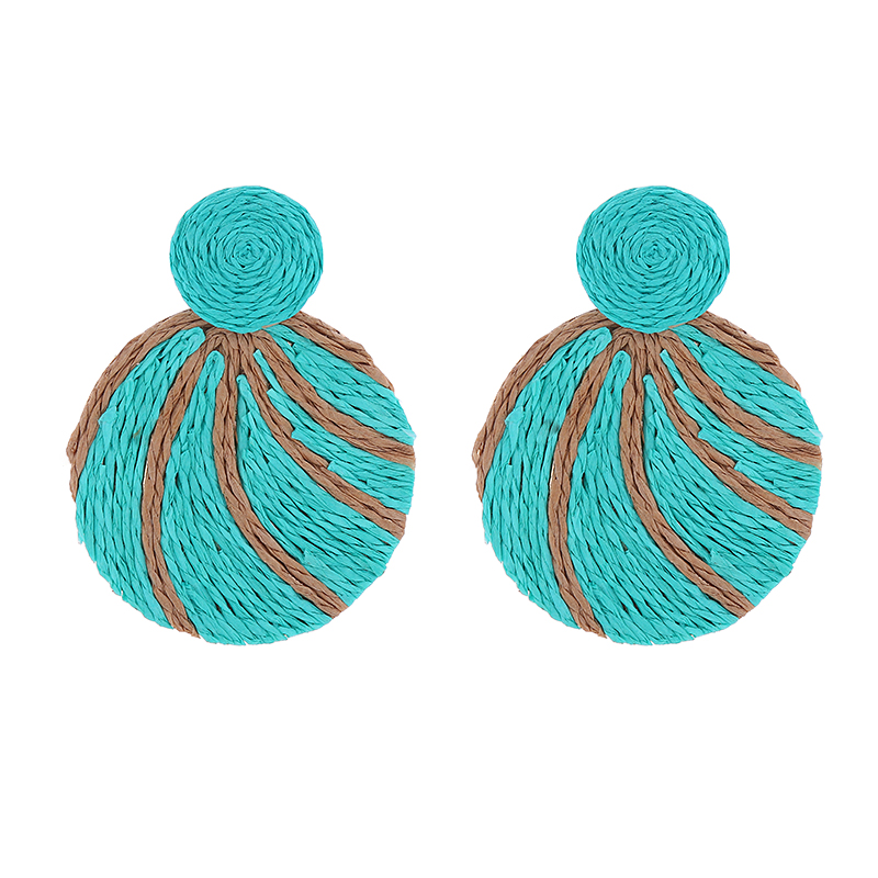 1 Pair Vintage Style Round Braid Alloy Raffia Drop Earrings display picture 7