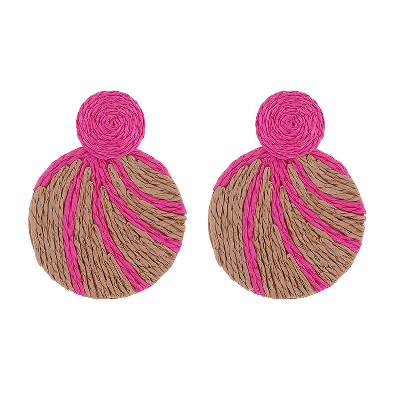 1 Pair Vintage Style Round Braid Alloy Raffia Drop Earrings display picture 8