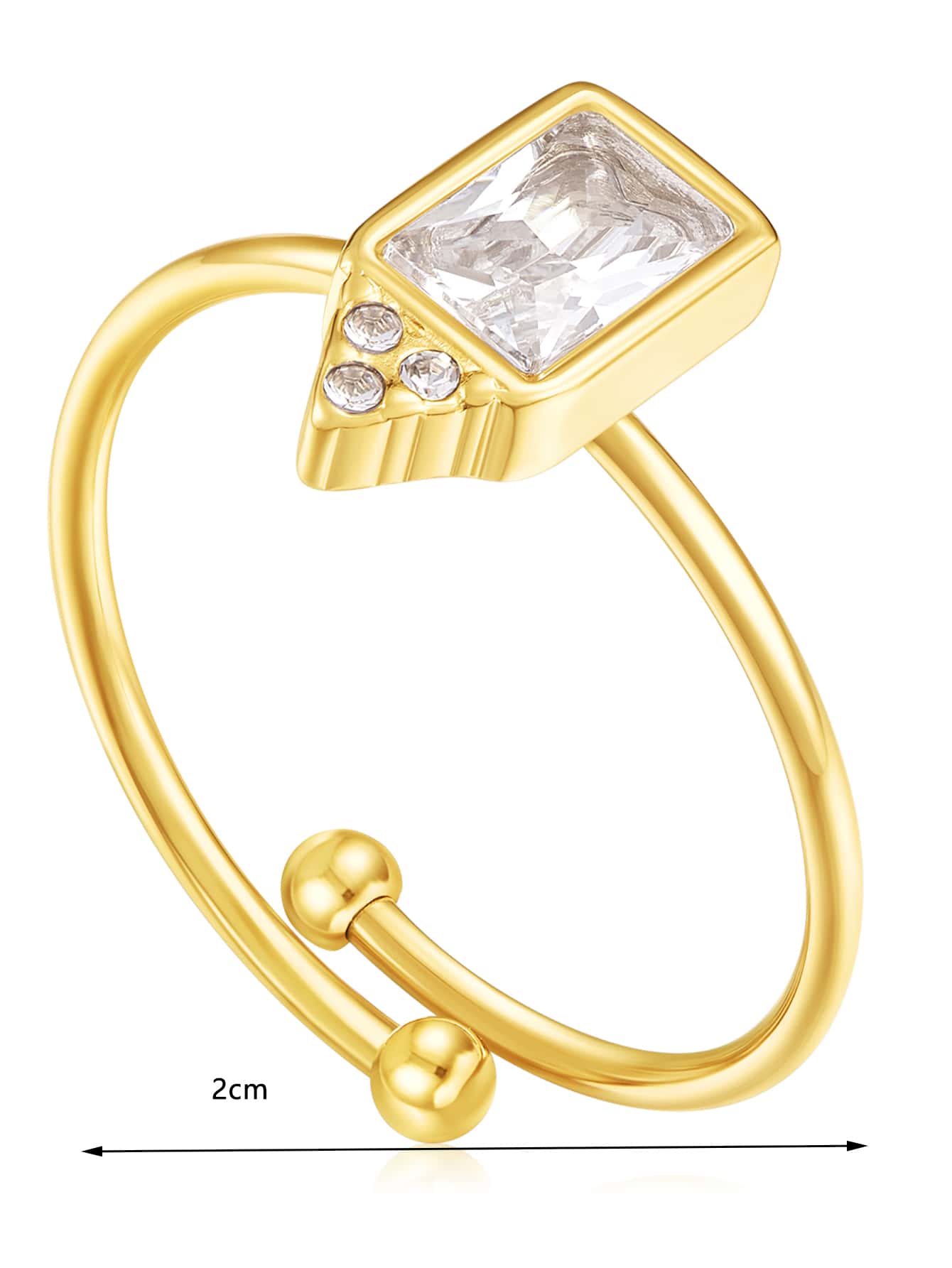 Edelstahl 304 14 Karat Vergoldet Einfacher Stil Inlay Geometrisch Zirkon Verstellbarer Ring display picture 3