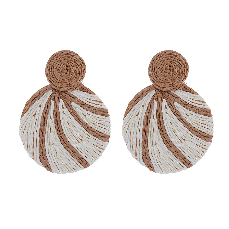 1 Pair Vintage Style Round Braid Alloy Raffia Drop Earrings display picture 5