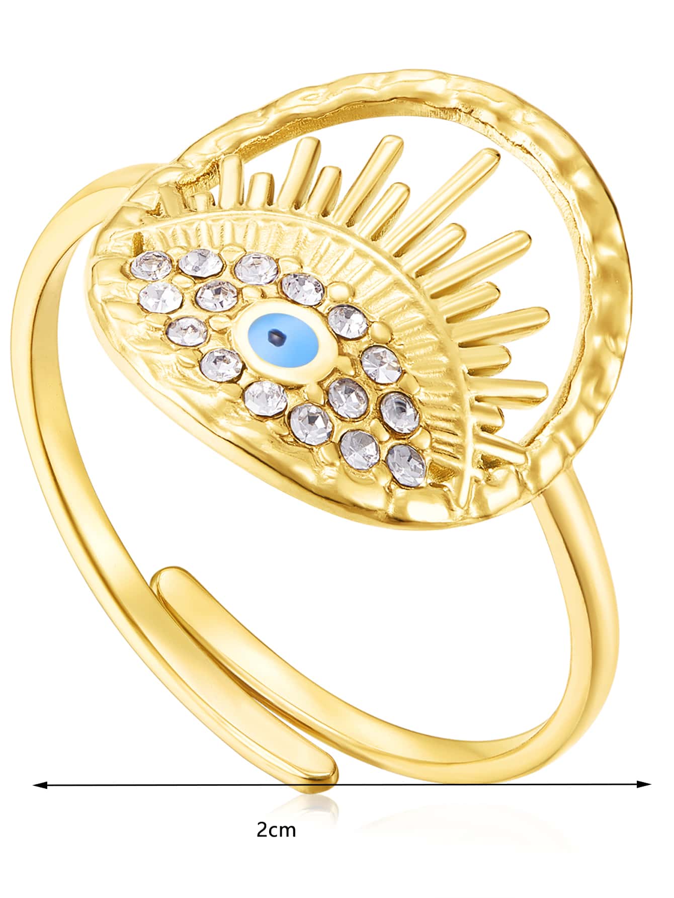 Edelstahl 304 14 Karat Vergoldet Einfacher Stil Inlay Teufels Auge Zirkon Verstellbarer Ring display picture 3