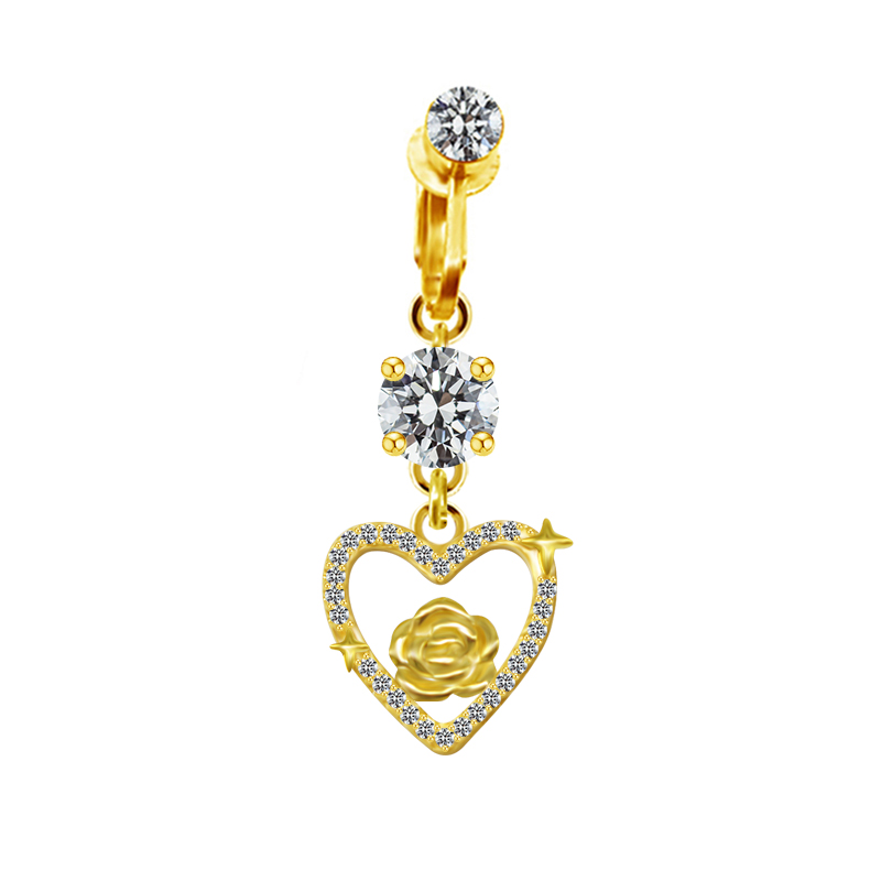 Sweet Streetwear Star Moon Heart Shape Stainless Steel Alloy Copper Plating Inlay Rhinestones Gold Plated Belly Ring display picture 10