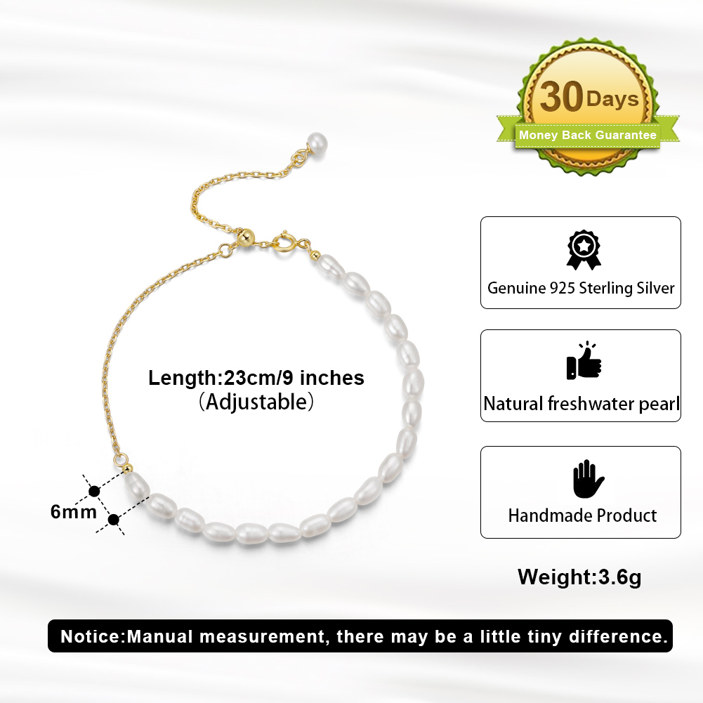 Elegant Baroque Style Simple Style Geometric Solid Color Freshwater Pearl Sterling Silver Plating 14k Gold Plated Bracelets display picture 1
