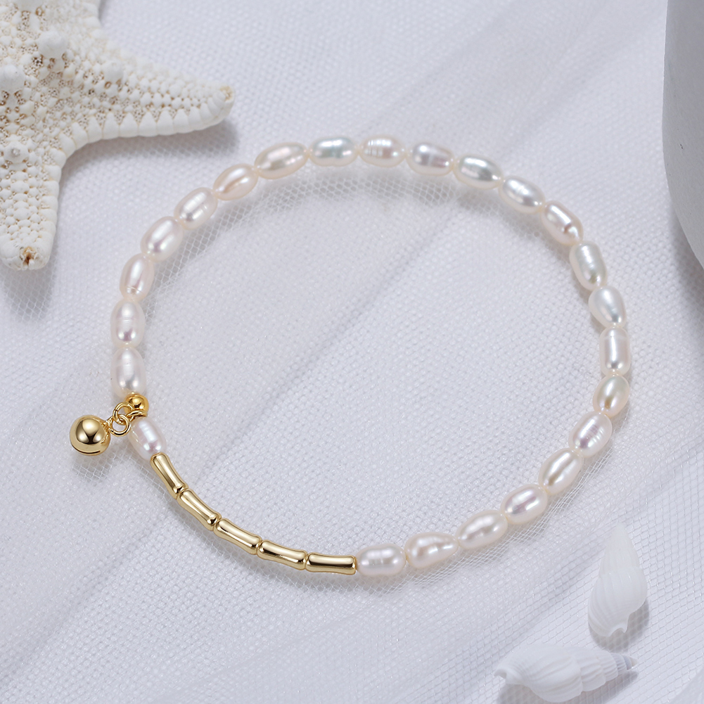 Lady Baroque Style Solid Color Freshwater Pearl Sterling Silver Plating 14k Gold Plated Bracelets display picture 4