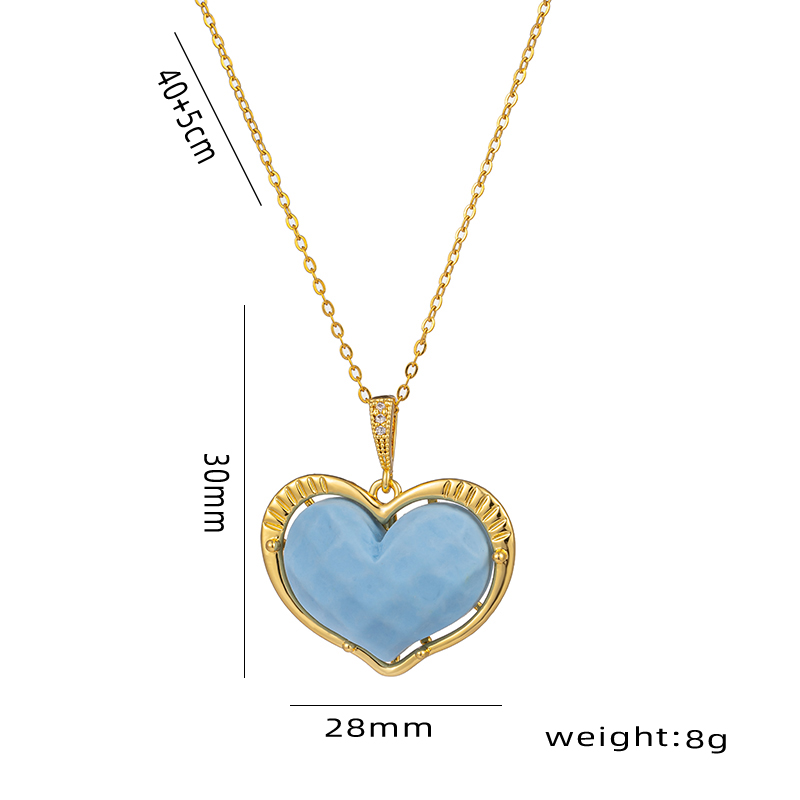 Wholesale Elegant Heart Shape Stainless Steel Resin Plating 18k Gold Plated Pendant Necklace display picture 2