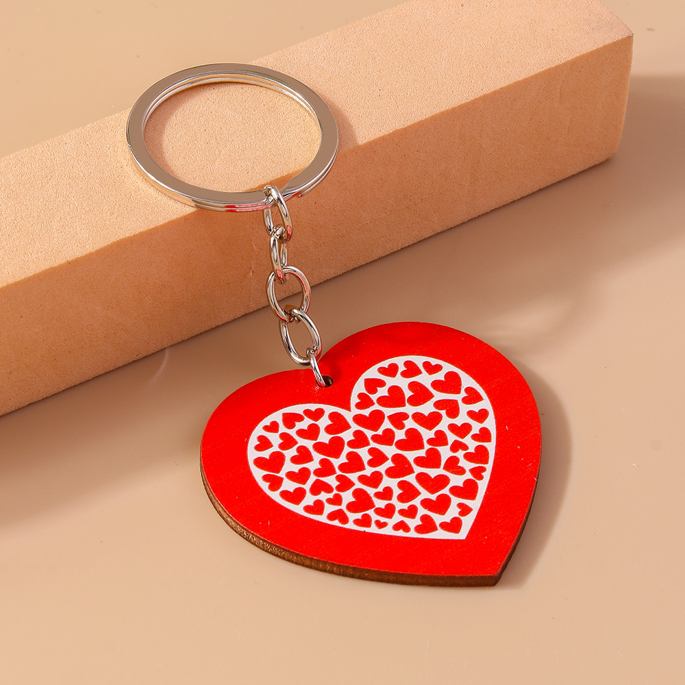 Romantic Heart Shape Wood Zinc Alloy Valentine's Day Keychain display picture 6